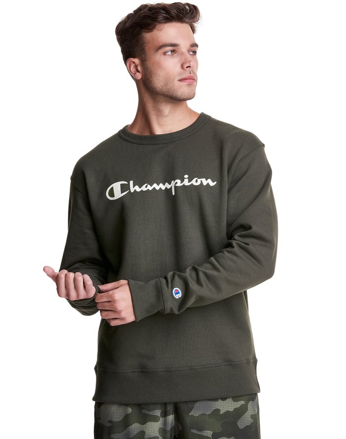 Hanorac Champion Powerblend Fleece Crew Script Logo Barbati Verzi - Romania HNZFEDA-76